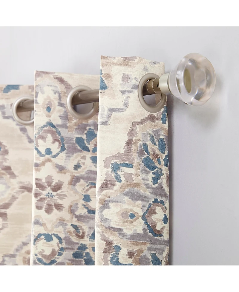 Regina Floral Watercolor Room Darkening Grommet Curtain Panel