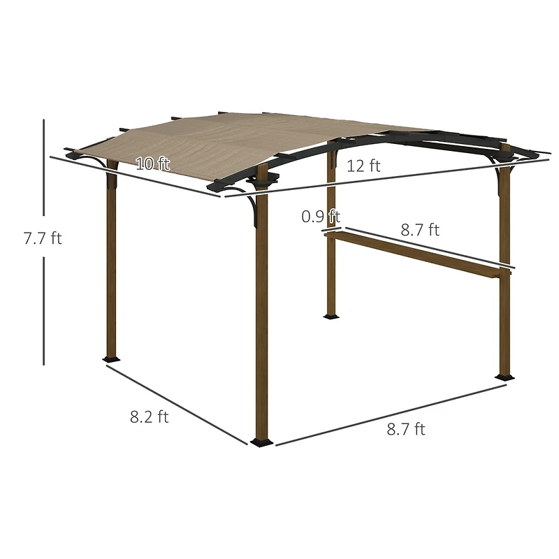 Outsunny 12' x 10' Outdoor Pergola Canopy with Bar Counter, Aluminum Frame