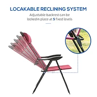Folding Patio Chairs with Adjustable Sling Back (Set of 2)