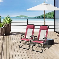 Folding Patio Chairs with Adjustable Sling Back (Set of 2)