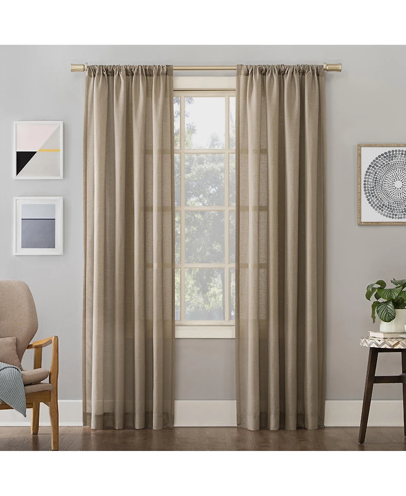 Amalfi Linen Blend Textured Semi-Sheer Rod Pocket Curtain Panel