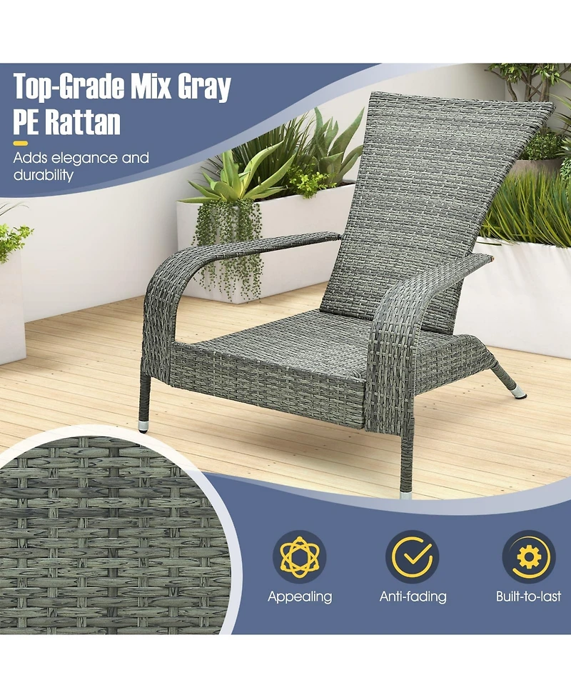 Vebreda 3-Piece Wicker Adirondack Set with Comfy Seat Cushions