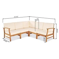 Streamdale Perla 6-Pc Acacia Wood Outdoor Sofa Set, Cream