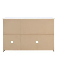 Streamdale Retro 3-Door Sideboard with Rattan Doors and Metal Handles