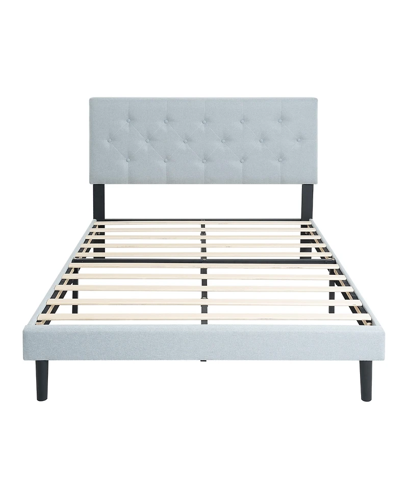 Streamdale Furniture Modern Button Tufted Upholstered Bed Frame, Grey