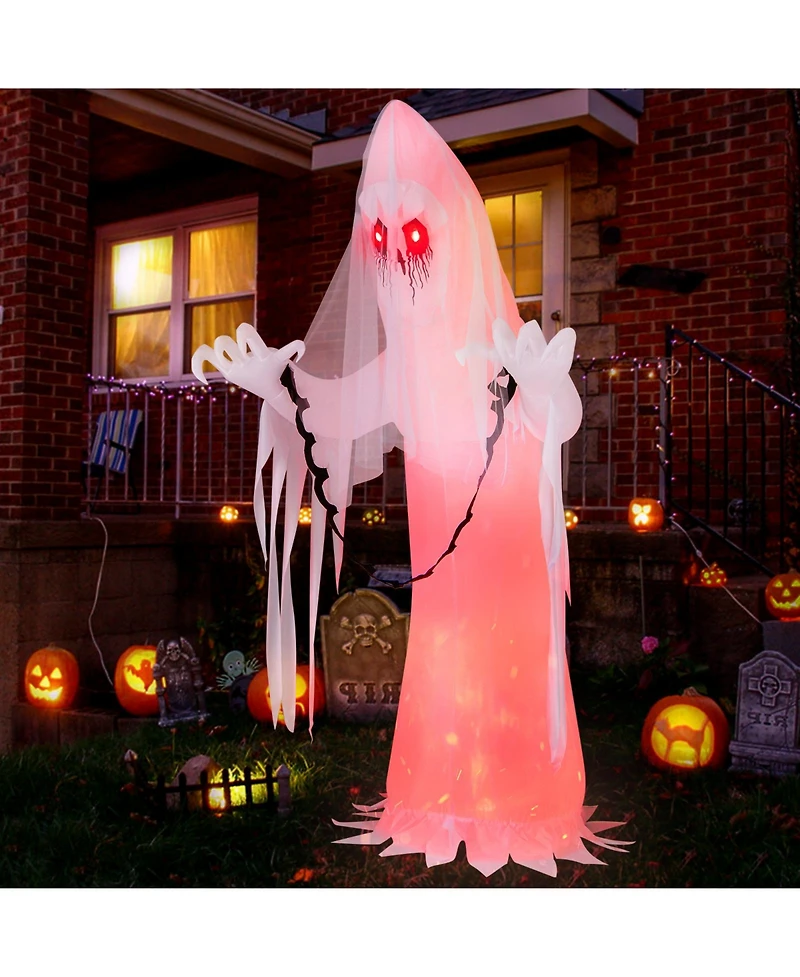 Sugift 8 Feet Halloween Inflatable Haunting Ghost Bride with Flame Led Light
