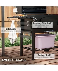 Portable Charcoal Grill with Thermometer and Wheels