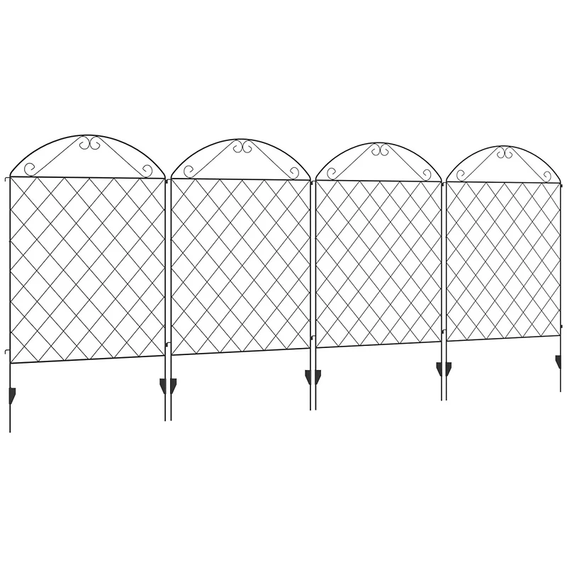 4 Pack Steel Garden Fence Panels