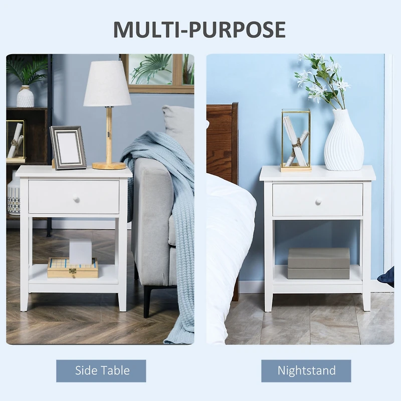 2-Tier Modern End Table with Drawer & Shelf