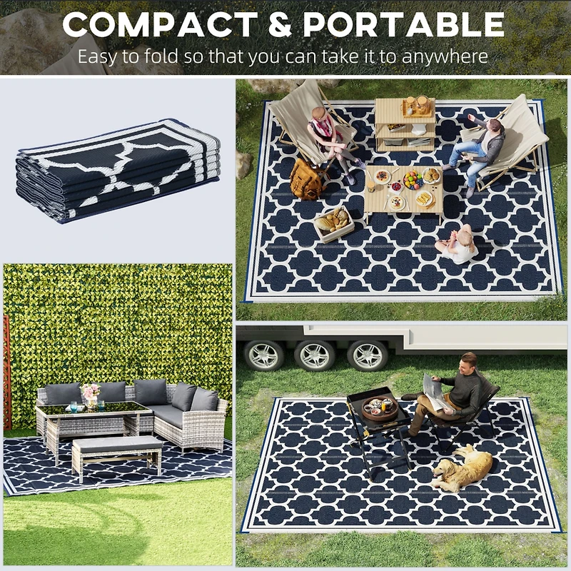 Portable Outdoor Rug: Waterproof Straw, 9'x 18' with Carry Bag