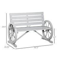 41" Outdoor Slatted Bench with Backrest, Light Gray