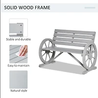 41" Outdoor Slatted Bench with Backrest, Light Gray