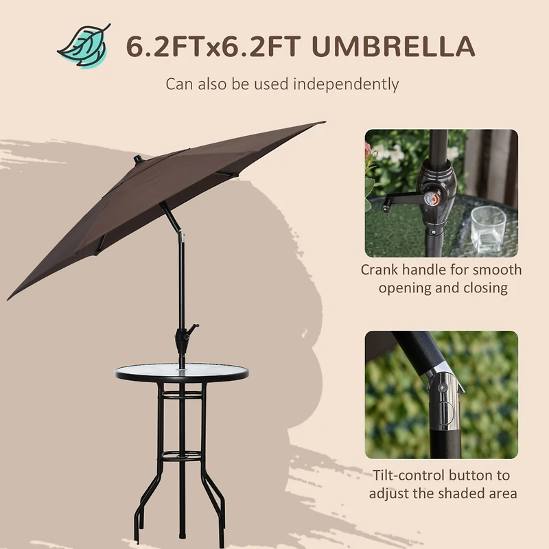 4-Piece Patio Dining Set: Umbrella, Table, 2 Chairs