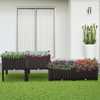 4-Piece Raised Garden Bed with Self-Watering Planter