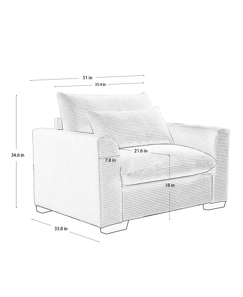 Streamdale Furniture Deep Seat Corduroy Accent Sofa