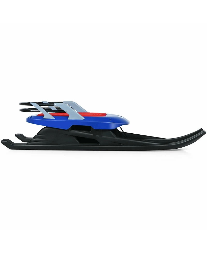 Vebreda Folding Kids' Metal Snow Sled with Pull Rope Snow Slider and Leather Seat