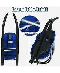 Vebreda Folding Kids' Metal Snow Sled with Pull Rope Snow Slider and Leather Seat