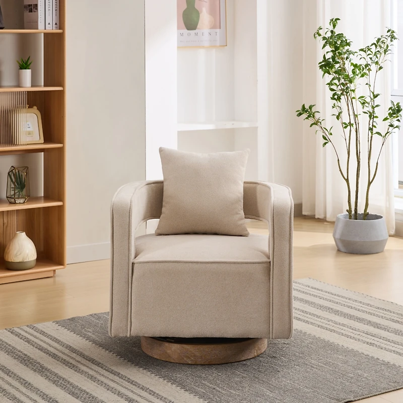 Beige Swivel Accent Chair for Modern & Comfy Seating