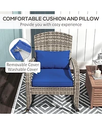Outoor Wicker Rocking Chair with Cushion and Pillow