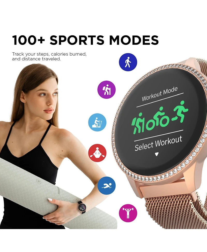 iTouch Sport 4 Unisex Rose Gold-Tone Mesh Bracelet Smartwatch 43.2mm