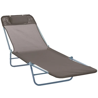 Folding Sun Tanning Chaise Lounge with Reclining Back and Headrest