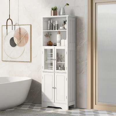 Tall White Storage Cabinet for Various Rooms