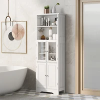 Tall White Storage Cabinet for Various Rooms