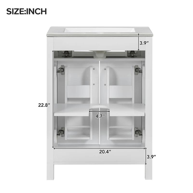 Streamdale 24" Space-Saving Bathroom Vanity Combo with Ceramic Sink