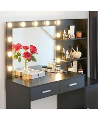 Streamdale Furniture Vanity Desk with Mirror, Lights, and Storage