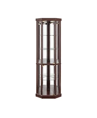 Simplie Fun Corner Curio Cabinet with Lights: Dark Cherry