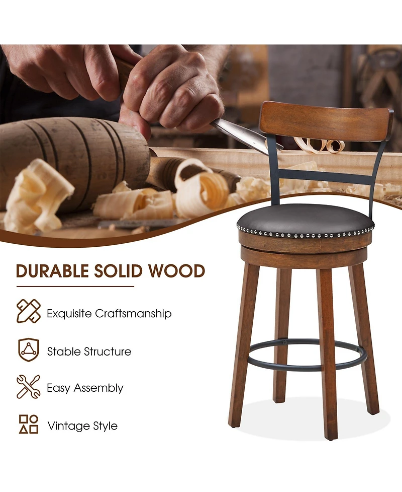 Skonyon 25.5-in Set of 2 Swivel Counter Height Bar Stools
