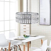 Streamdale Crystal Drum Chandelier with Silver Frame
