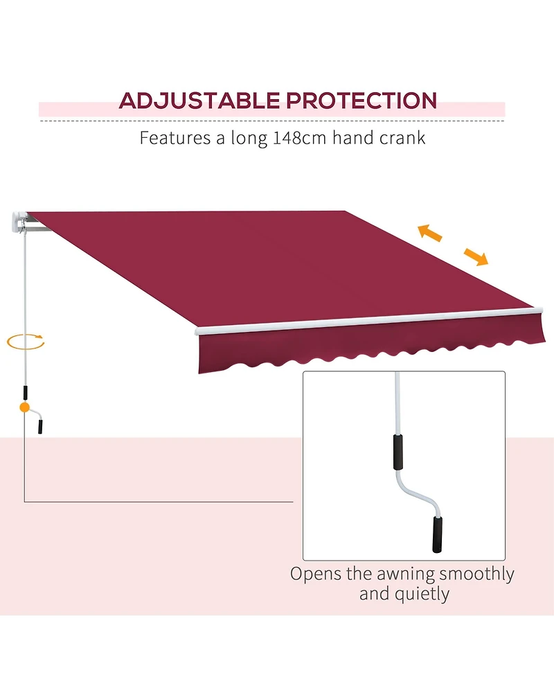 12' Retractable Awning with Aluminum Frame and Uv Protection