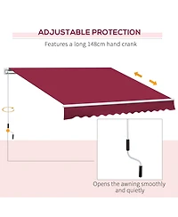 12' Retractable Awning with Aluminum Frame and Uv Protection