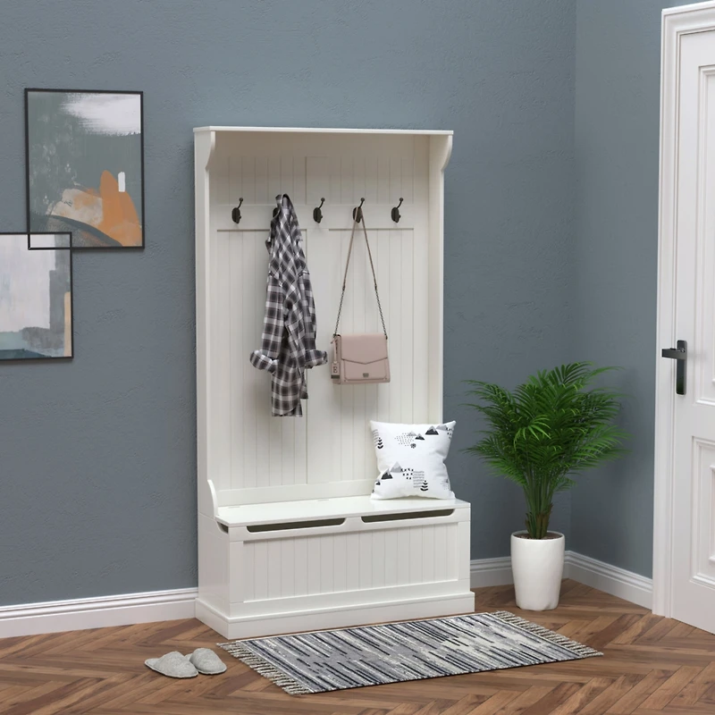 38" 3-in-1 Entryway Hall Tree with Bench, Hooks, and Shoe Rack