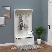 38" 3-in-1 Entryway Hall Tree with Bench, Hooks, and Shoe Rack