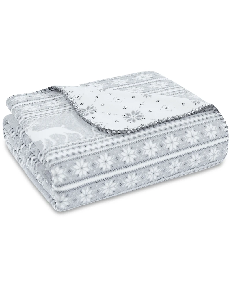 Weatherproof Reversible Plaid Throw, 50" x 70"