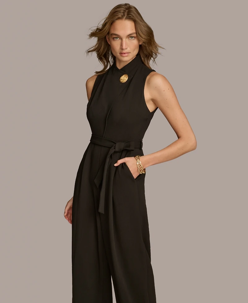 Donna Karan New York Women's Mock-Neck Belted Jumpsuit