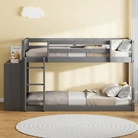 Streamdale Twin over Bunk Bed with 4 Drawers and 3 Shelves-Gray