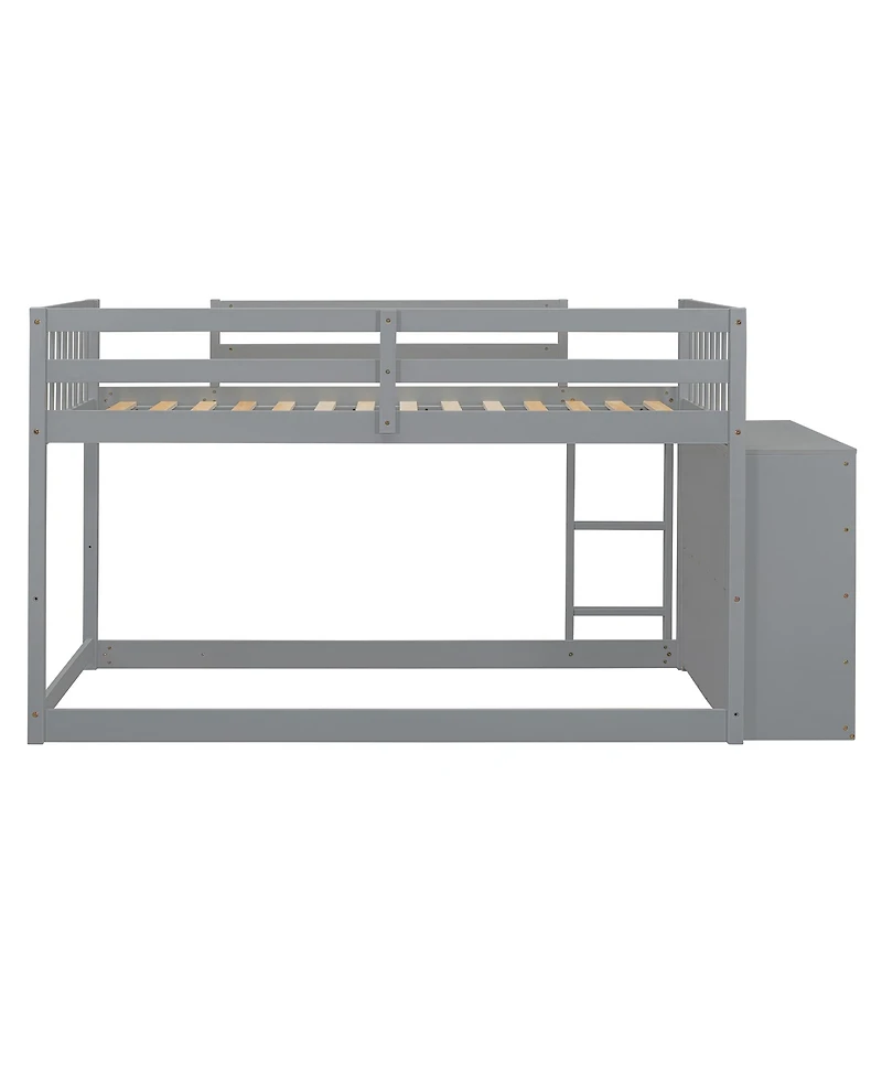 Streamdale Twin over Bunk Bed with 4 Drawers and 3 Shelves-Gray