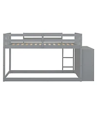 Streamdale Twin over Bunk Bed with 4 Drawers and 3 Shelves-Gray