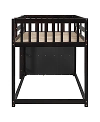 Streamdale Twin over Bunk Bed with 4 Drawers and 3 Shelves-Gray