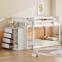 Streamdale Twin over Bunk Bed with 4 Drawers and 3 Shelves-Gray