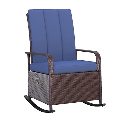 Streamdale Furniture Wicker Outdoor Rocking Chair with Adjustable Features for Comfort