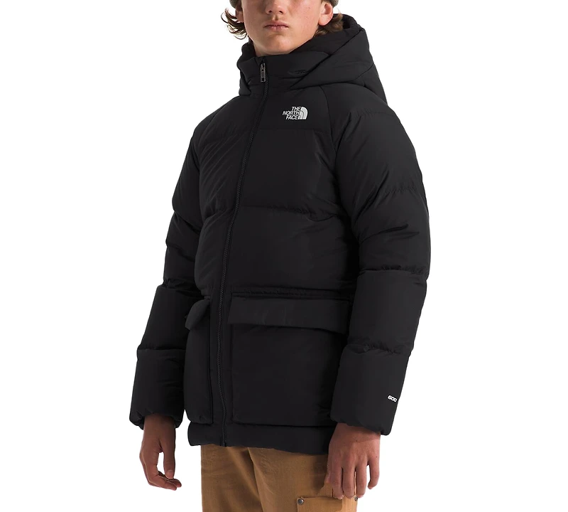 The North Face Big Boys Quilted Fleece-Lined Full-Zip Hooded Short Down Parka