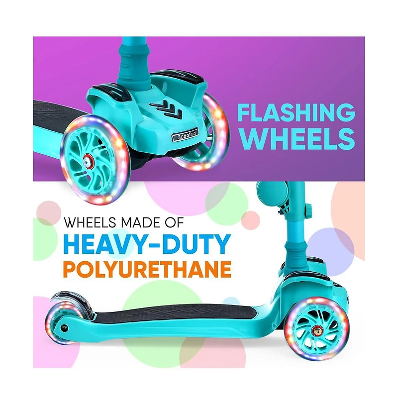 Hurtle Kids Scooter - Child Toddler Kick Scooter Toy with Foldable Seat