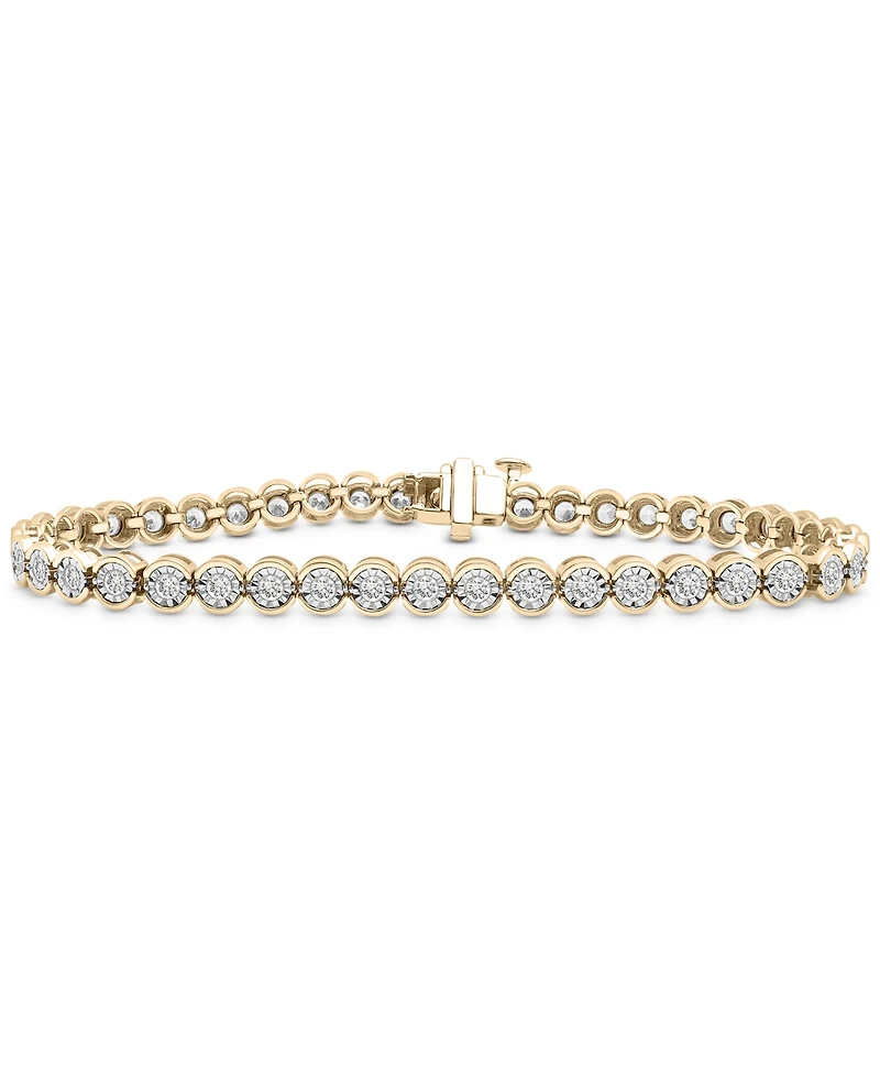 Men's Diamond Half Bezel Link Bracelet (3-1/2 ct. t.w.) in 10k Gold