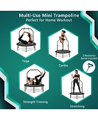 40 Inch Foldable Fitness Rebounder with Resistance Bands Adjustable Home
