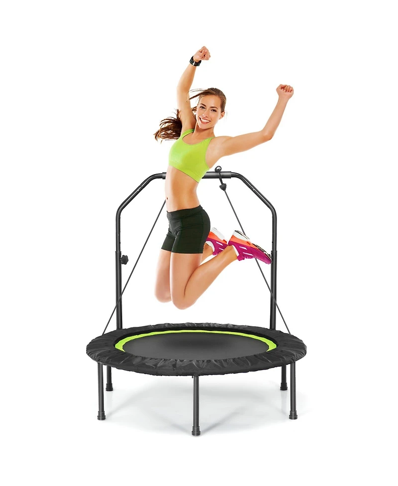 40 Inch Foldable Fitness Rebounder with Resistance Bands Adjustable Home