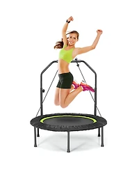 40 Inch Foldable Fitness Rebounder with Resistance Bands Adjustable Home